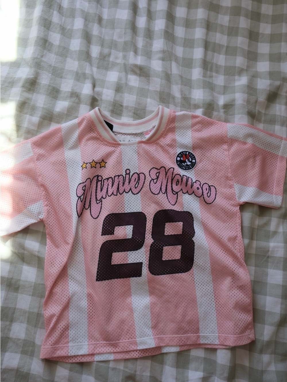 Zara Pink and White Minnie Mouse Jersey Top